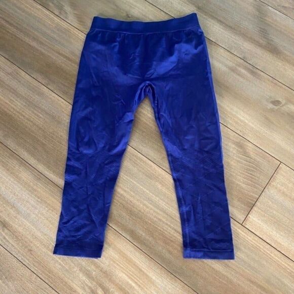 Nike Blue Pattern Athletic Cropped Seamless‎ Leggings Women Medium Bin G-23 - Picture 4 of 5